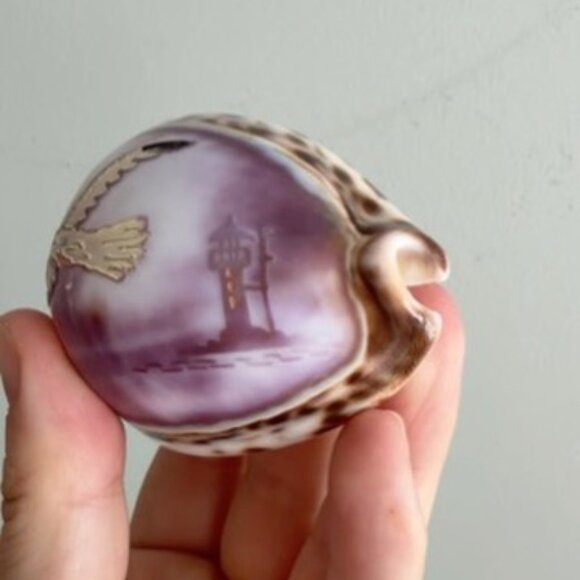 5/$25 💘 VTG Carved Shell With Seagull and Lighthouse - Picture 7 of 7